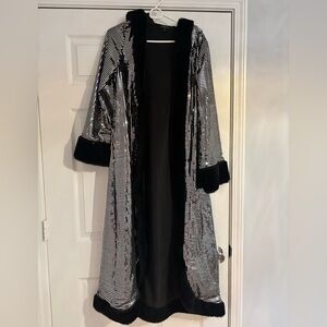 Dolls Kill Silver and Black Sequin Cape